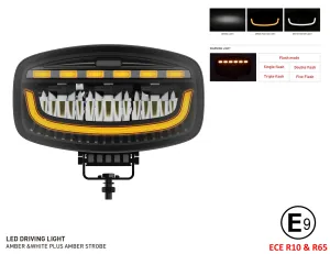 Универсален LED диоден халоген с DRL дневни светлини бяло/жълто и аварийна сигнална блиц оранжева светлина 12-24V 3500 лумена