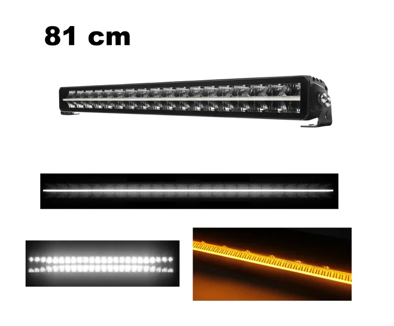 81 cm / 32 Инча 12V - 24V Led Bar Лед Бар Пиано дизайн Диоден Прожектор Супер Мощен Бяла и Оранжева Светлина Габарит Мъгла Високо Качество Ново Поколение 14280LM - 0