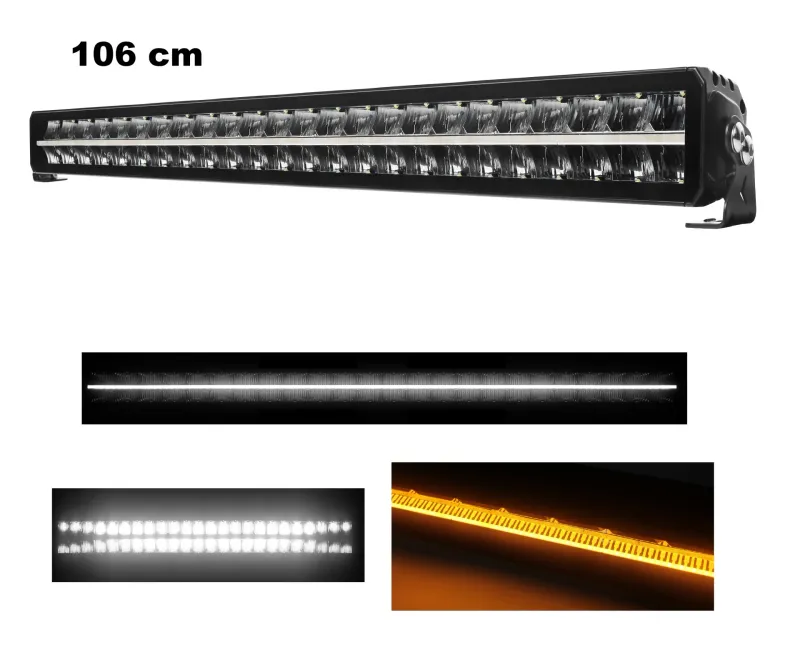 106 cm / 42 Инча 12V - 24V Led Bar Лед Бар Пиано дизайн Диоден Прожектор Супер Мощен Бяла и Оранжева Светлина Габарит Мъгла Високо Качество Ново Поколение 17000LM - 0