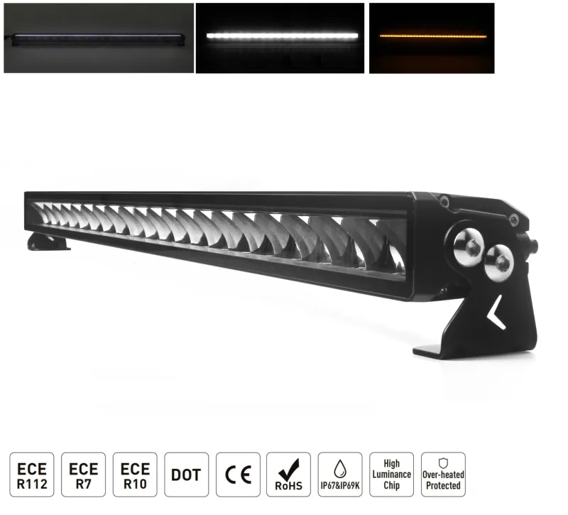 104.5 cm / 42 Инча 12V - 24V Висококачествен Led Bar Лед Бар Диоден Прожектор с бяла и оранжева габаритна светлина DRL мъгла 175W 16500LM - 0