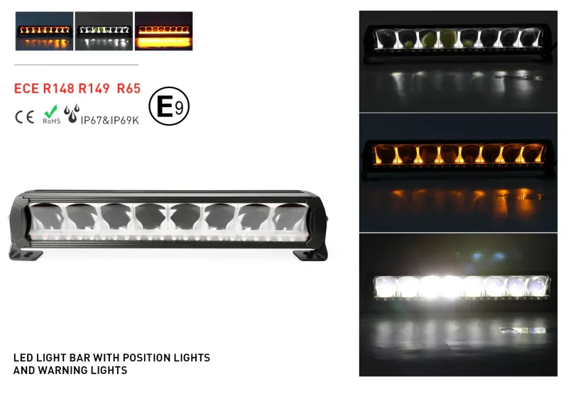 45 cm 12 - 24 V Висококачествен Led Bar Лед Бар Диоден Прожектор DRL с бяла габаритна светлина и оранжева аварийна блиц 80W 5500LM - 0