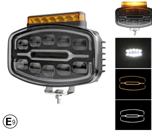 LED Халоген Фар 3 Функции DRL бяла/оранжева светлина с 360° аварийна лампа с 4 функции на премигане 12-24V за джип камион агротехника и др.