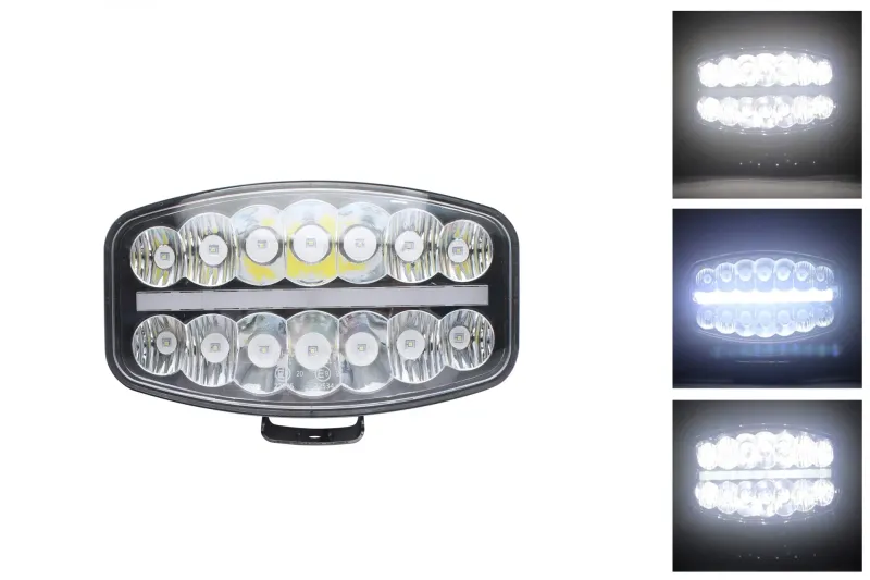 80W LED Лед Фар Халоген, Три Функции, Неон ефект, Neon 24,5см x 13,9см, 4100lm, 12V - 24V, E-Mark Подходящ За DAF MAN Scania Volvo и др. - 0