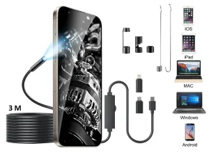 Ендоскоп камера за телефон лаптоп компютър IOS Iphone Android с 3м кабел