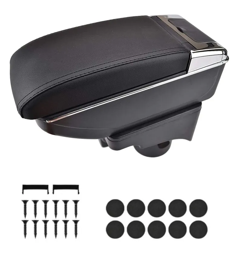 Подлакътник барче за VW Golf V MK5, VI MK6, VW Jetta V MK5 - Еко кожа – Черен - 0