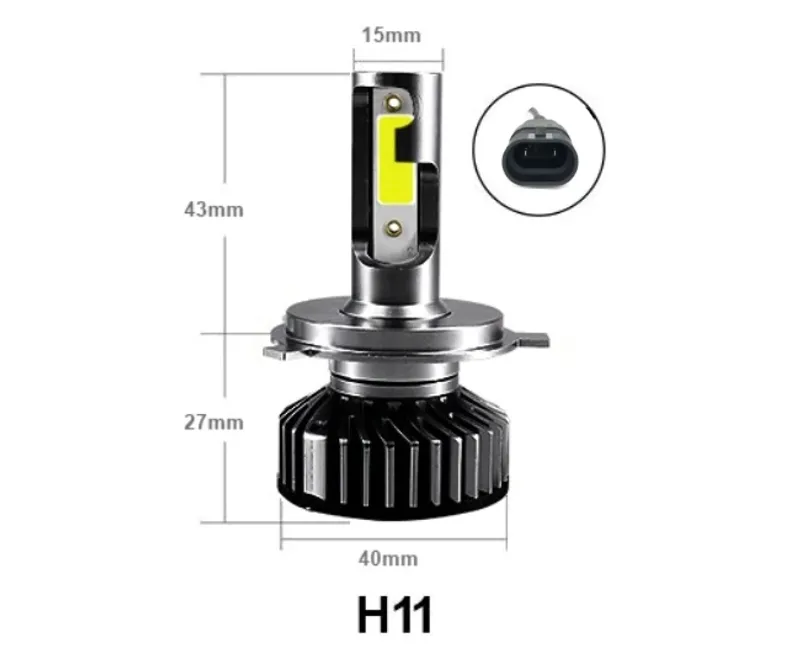 Комплект Умалени Мини Лед Led Диодни Крушки H8 H9 H11 Х8 Х9 Х11 12V 24V 72W 10000lm За Фарове Can Bus без Грешки - 0