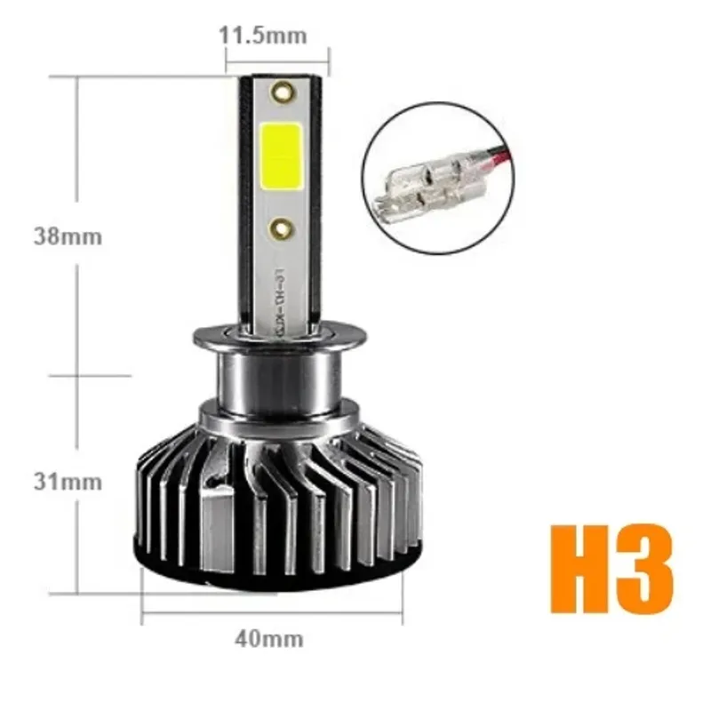 Комплект Умалени Мини Лед Led Диодни Крушки F2 H3 12V 24V 72W 10000lm За Фарове Can Bus без Грешки - 0