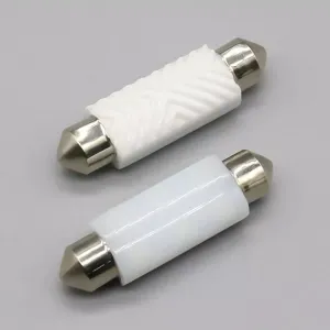 Комплект от 2 броя LED Лед диодни керамични сулфидни крушки 31мм 12V-24V бяла светлина в блистер