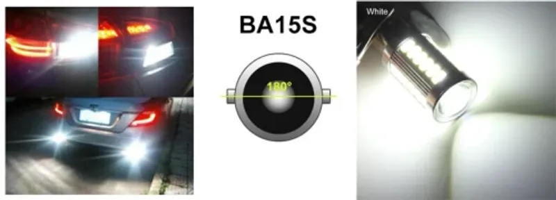LED Лед Крушки, 33 SMD, С Лупа, BA15S 1156 (P21W), 12V, Бяла Светлина - 0