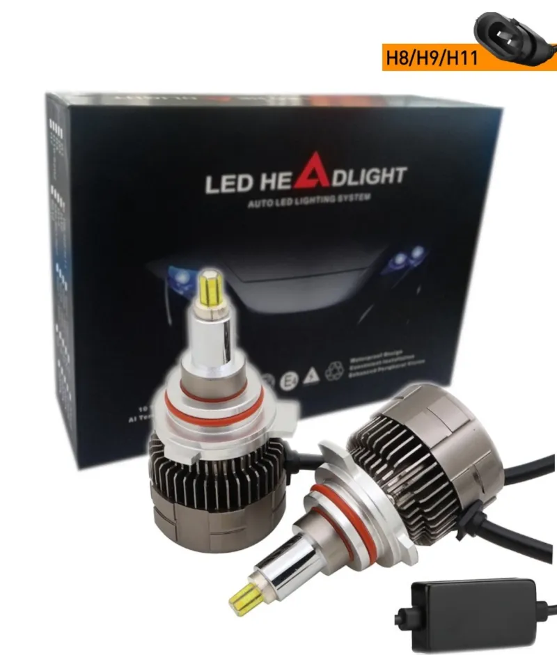Комплект 3D CSP LED ЛЕД диодни крушки H11 H8 H9 Х11 Х8 Х9 12V 100W 20000lm за фарове Canbus без грешки 360° градуса - 0