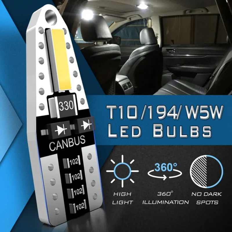LED Лед Диодни Крушки За Габарит, Т10 W5W, Canbus, 12V, Бяла Светлина - 0