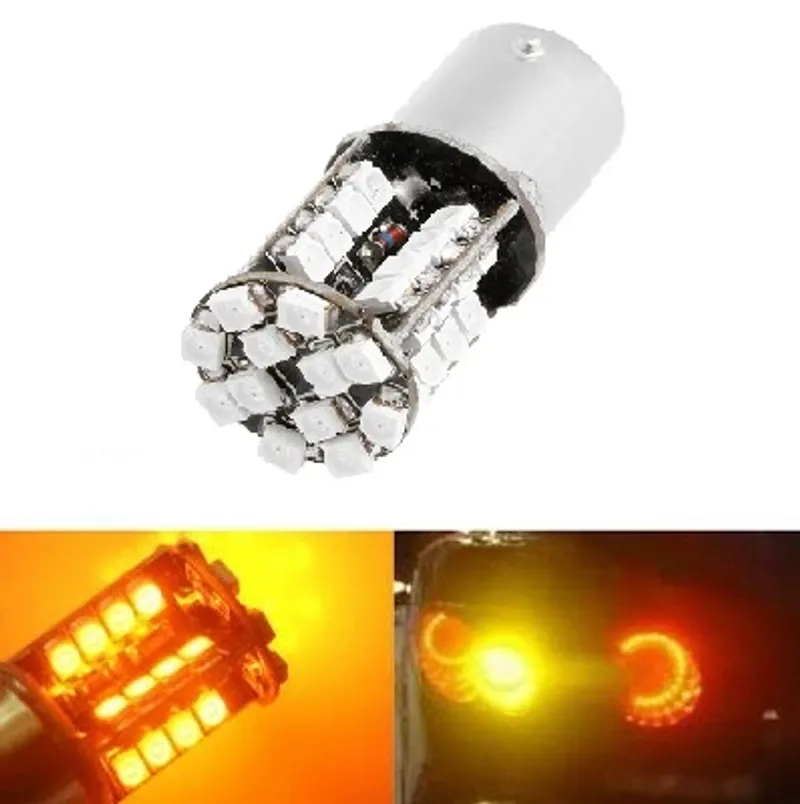 LED Лед Крушки, Мигач, 44 SMD, Canbus, 1156 (P21W), 12V, Оранжева, Жълта Светлина - 0