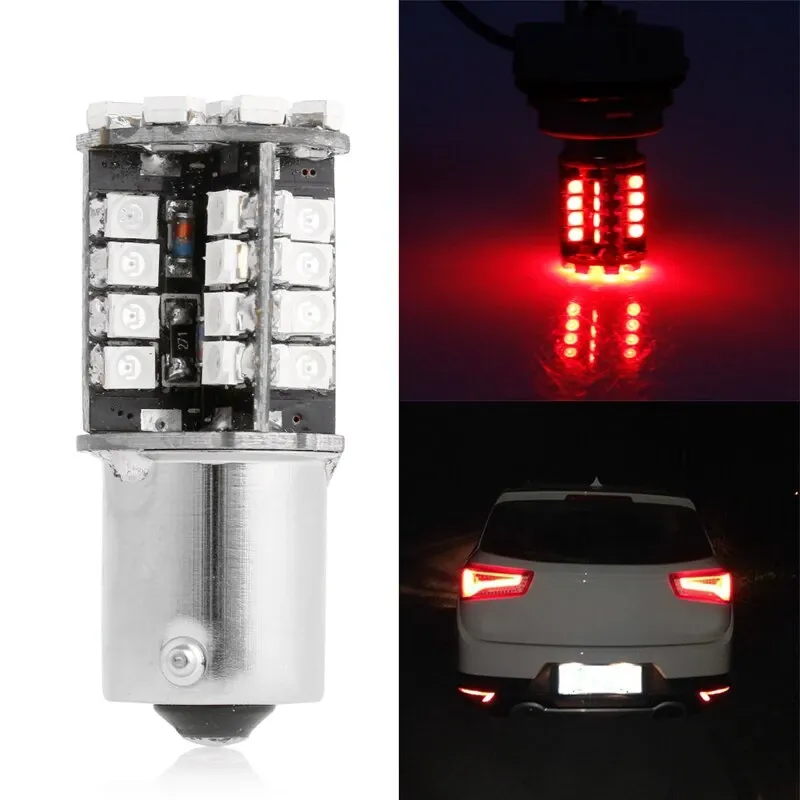 LED Лед Крушки, Стоп, 44 SMD, Canbus, 1156 (P21W), 12V, Червена Светлина - 0