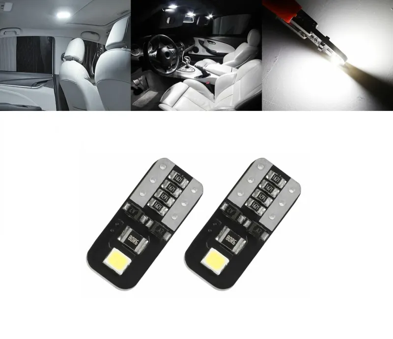 Лед Крушки За Габарит, Т10 W5W LED 2 SMD, 12V, Canbus, Бяла Светлина - 0