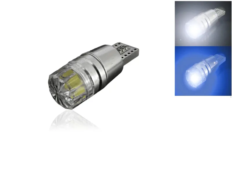 LED Лед Диоднa Крушкa За Габарит, Т10 W5W, COB 8-Core, 12V , Canbus - Error free , Без грешки, Бяла и Синя Светлина - 0