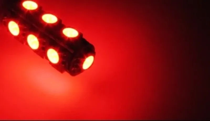 LED Лед Диодни Крушки За Габарит, Т10 W5W, 13 SMD, 12V, Червена, Canbus - Error free , Без грешки - 0