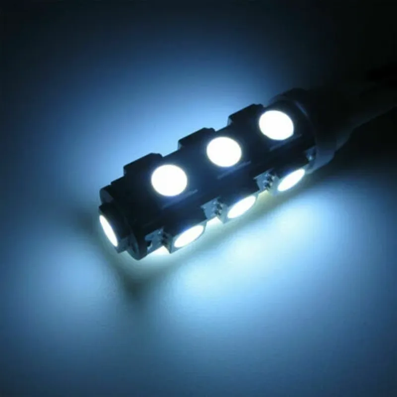 LED Лед Диодни Крушки За Габарит, Т10 W5W, 13 SMD, 12V, Бяла, Canbus - Error free , Без грешки - 0