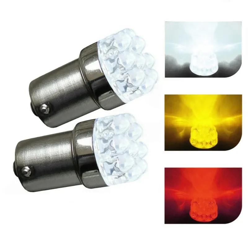 LED Лед Крушки, Mигач, Стоп, Габарит, Халоген, 9 LED, 1156 BA15S ,12V, Бяла, Оранжева, Червена - 0