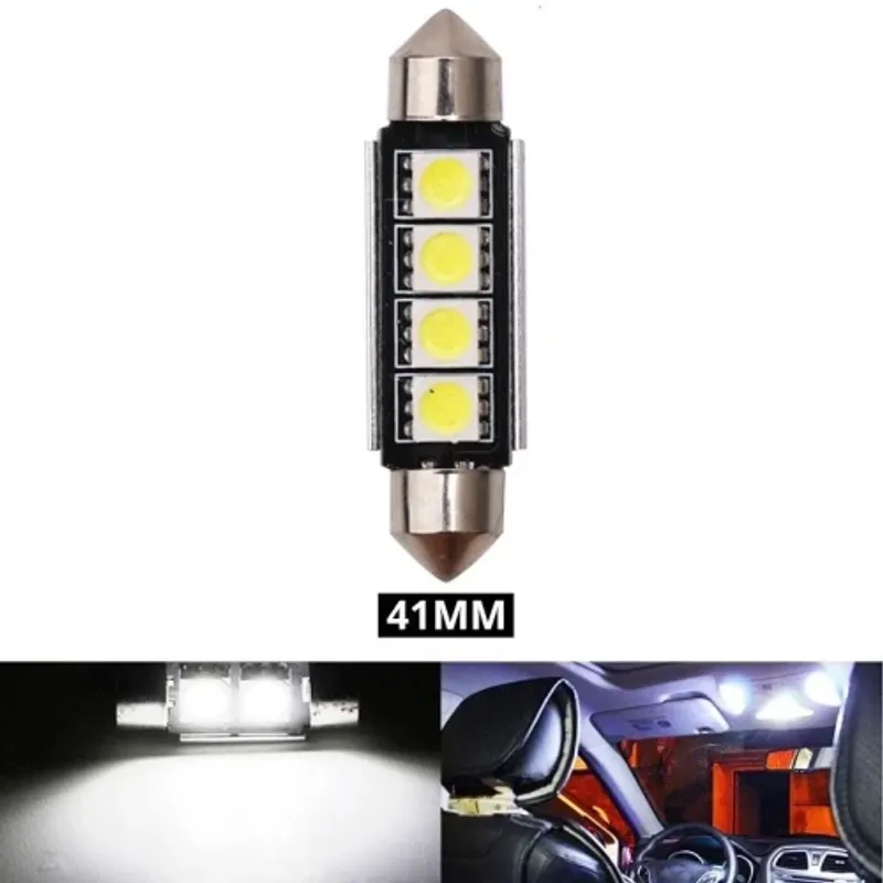 LED Лед Диодни Крушки, 2 SMD 5050 , 41мм, 12V, Бяла Светлина - 0