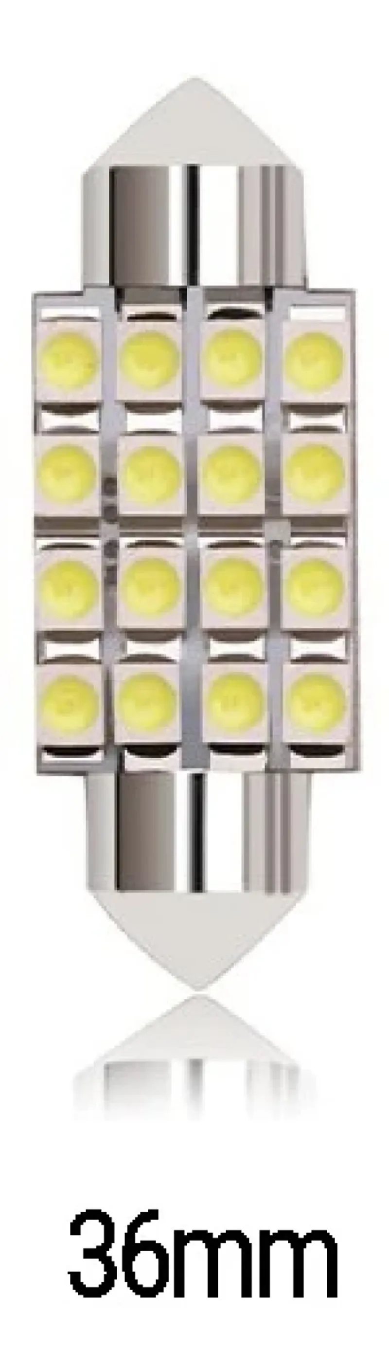 LED Лед Диодни Крушки, 16 SMD 5050 , 36мм, 12V, Бяла Светлина - 0