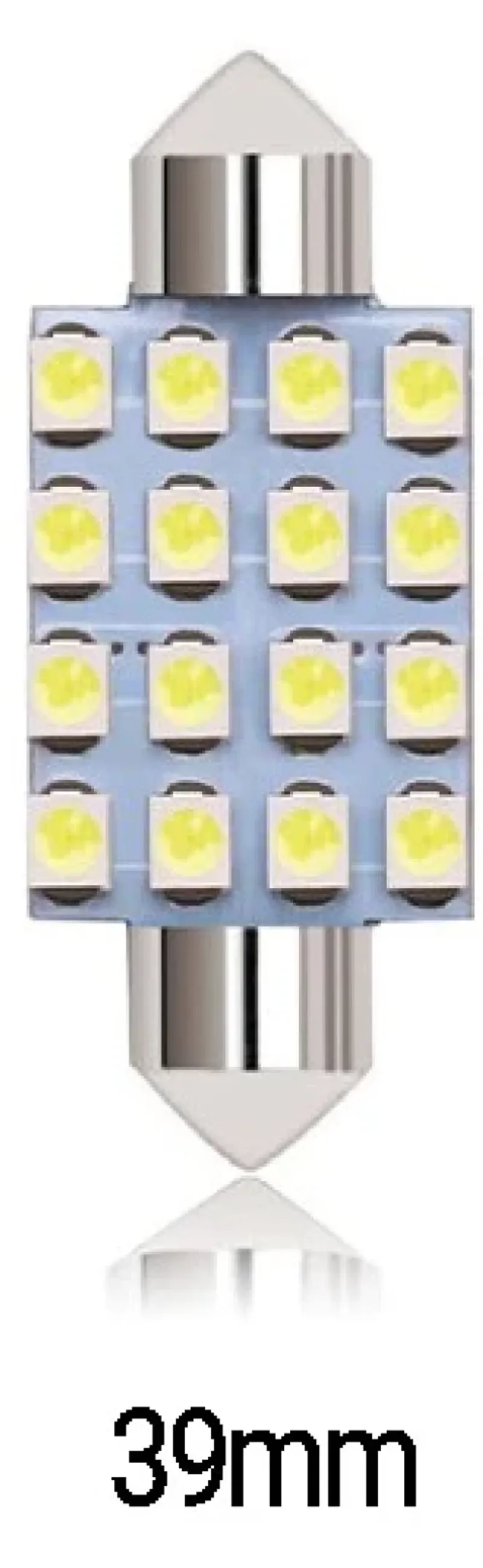 LED Лед Диодни Крушки, 16 SMD 5050 , 39мм, 12V, Бяла Светлина - 0