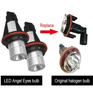 Комплект от 2 броя LED крушки Angel Eyes ангелски очи 12V-24V цвят син за BMW с Canbus без грешки