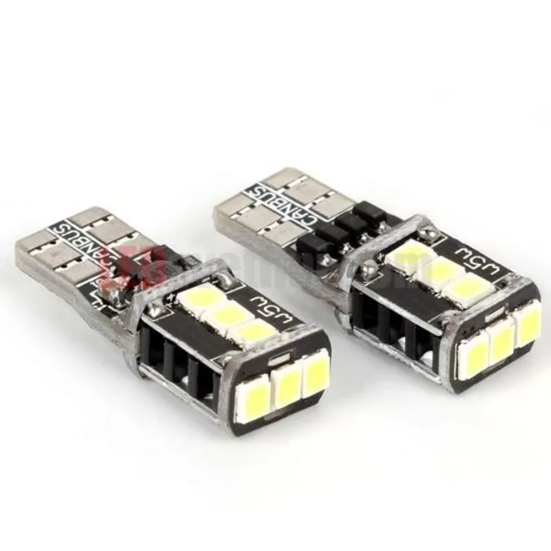 Комплект от 2 броя LED Лед Диодни Крушки За Габарит Т10 W5W 9 SMD 12V-24V Бяла Светлина Canbus - Error free Без грешки в блистер - 0