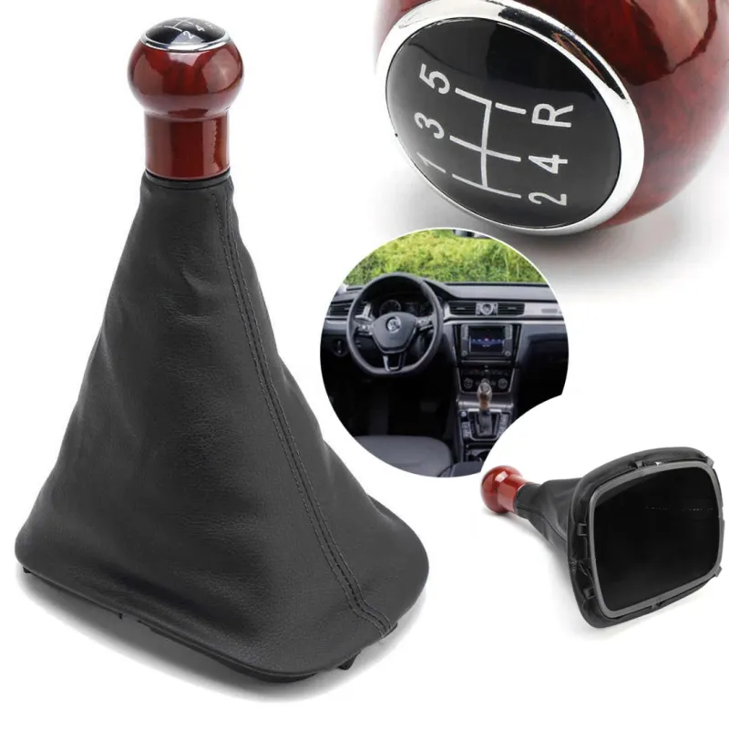 Tопка Скоростен Лост С Маншон, Кафява, Махагон, Кожен Кожух, Фолксваген Пасат Volkswagen VW Passat B5 B5.5 98-04, 5 скорости - 0