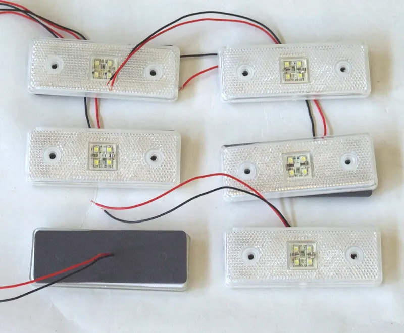 24V Диоден 4 LED ЛЕД Маркер габарит токос светлина за камиони бус ван ремарке каравана - 110 мм х 40 мм - бял MAR032 - 0