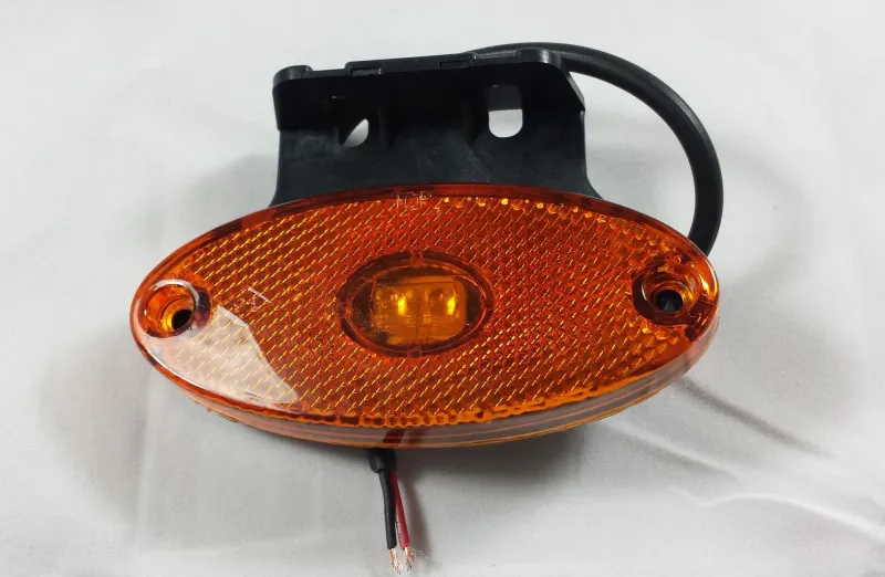 LED ЛЕД Диоден Маркер Габарит Токос Със Стойка Скоба Оранжев Жълт с 2 Диода Вграден Рефлектор 24V - 0