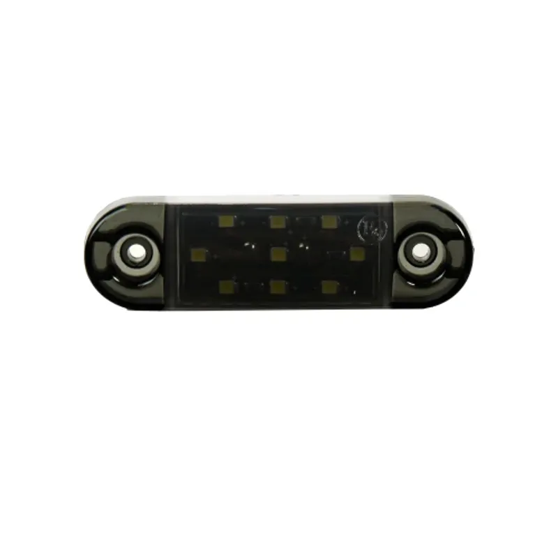 Опушен LED габарит маркер с 9 диода, Бял, 12V-24V, 20см кабел - 0
