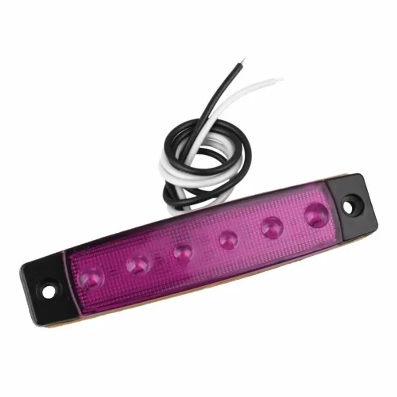 Светодиоден Маркер, габарит, токос, рибки, рибка, светлина със 6 LED ЛЕД за камион, бус, ван, ремарке, каравана, платформа, 12V лилав - 0