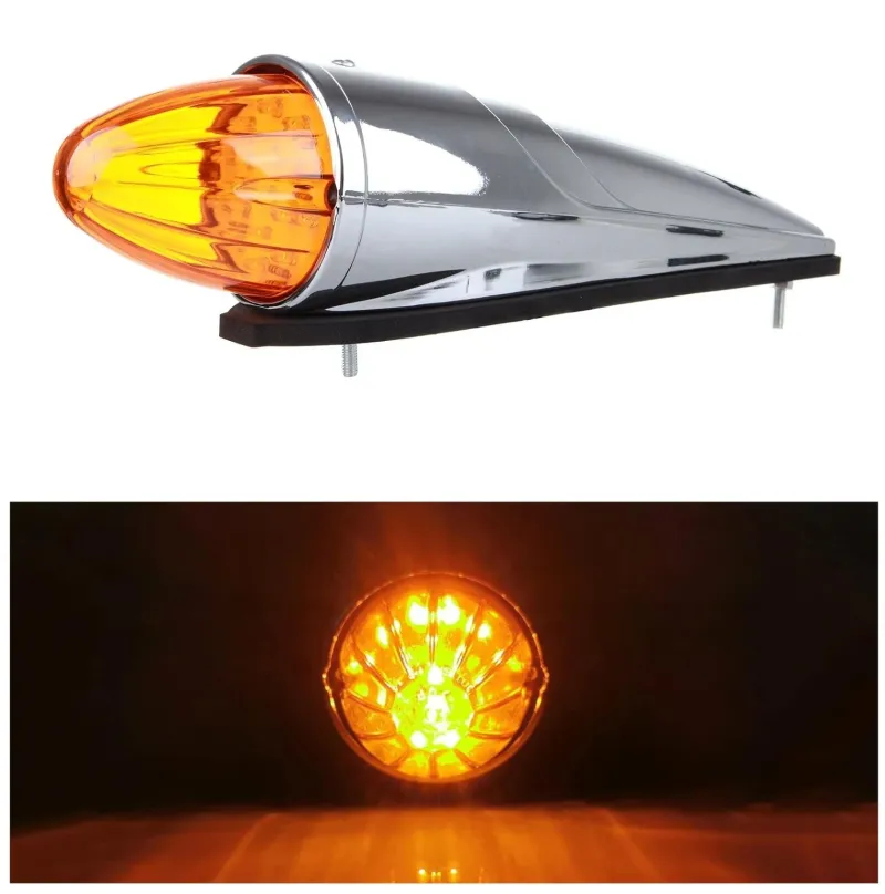 Габаритна оранжева светлина маркер с хромирана основа за покрив на тежкотоварни камиони трактори самосвали специализирани превозни средства 12 - 24V - 0