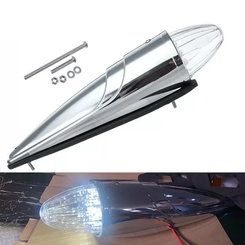 Габаритна бяла светлина маркер с хромирана основа за покрив на тежкотоварни камиони трактори самосвали специализирани превозни средства 12 - 24V - 0