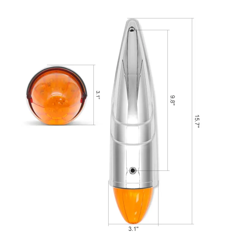 17LED Габаритна оранжева светлина маркер с хромирана основа за покрив на тежкотоварни камиони трактори самосвали специализирани превозни средства 12 - 24V - 0