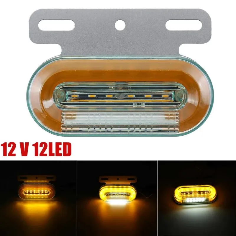 Лед LED Диоден Маркер Габарит Индикатор 12V Бягаща Оранжева светлина - Бял За Камион Бус Ван Ремарке Каравана Платформа - 0