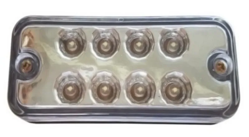 Бял LED преден маркер / токос - габаритна светлина за бусове, камиони, тирове и ремаркета, с 8 диода - 12V-24V - 100mm х 40mm - 0