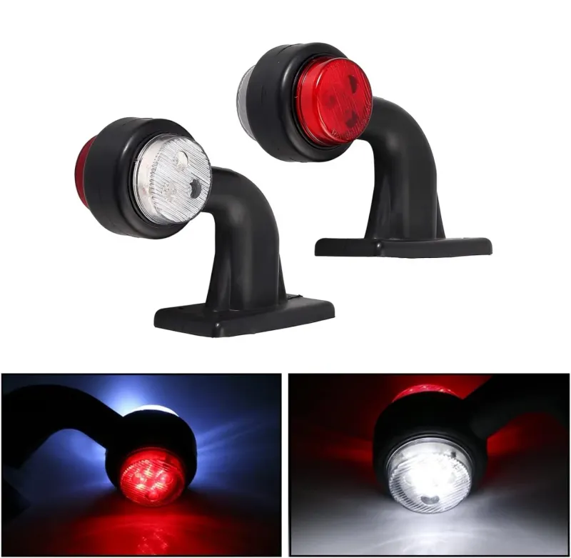 Комплект от 2бр. LED Диодни Странични Рогчета Маркери Габарити За Камион Тир Ремарке Платформа 12V - 24V Бяло Червено - 0