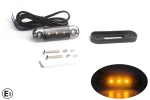 LED Диоден Габарит Маркер оранжев с тъмно опушено стъкло Е-Mark 12V-24V с 30см кабел