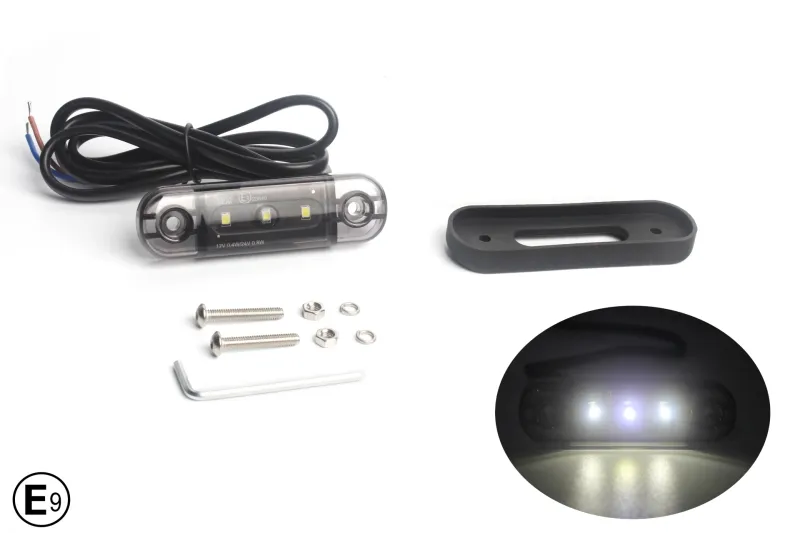 LED Диоден Габарит Маркер бял с тъмно опушено стъкло Е-Mark 12V-24V с 30см кабел - 0