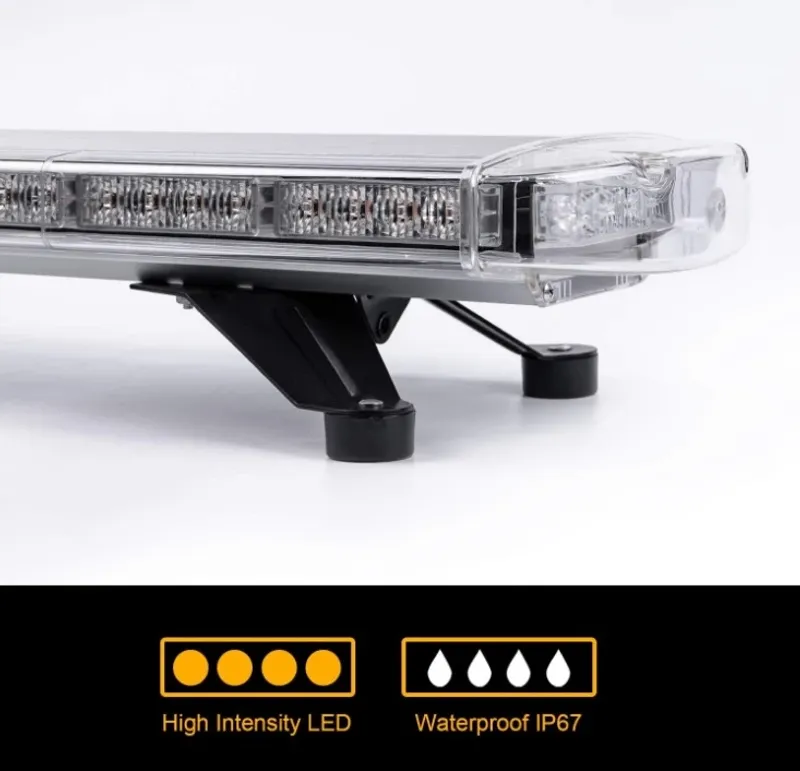 Мощна аварийна сигнална лампа 76 см 40 LED ЛЕД блиц маяк буркан лед бар 12-24V със 15 режима на работа жълта за пътна помощ платформа снегорин багер бус ван и др. - 0