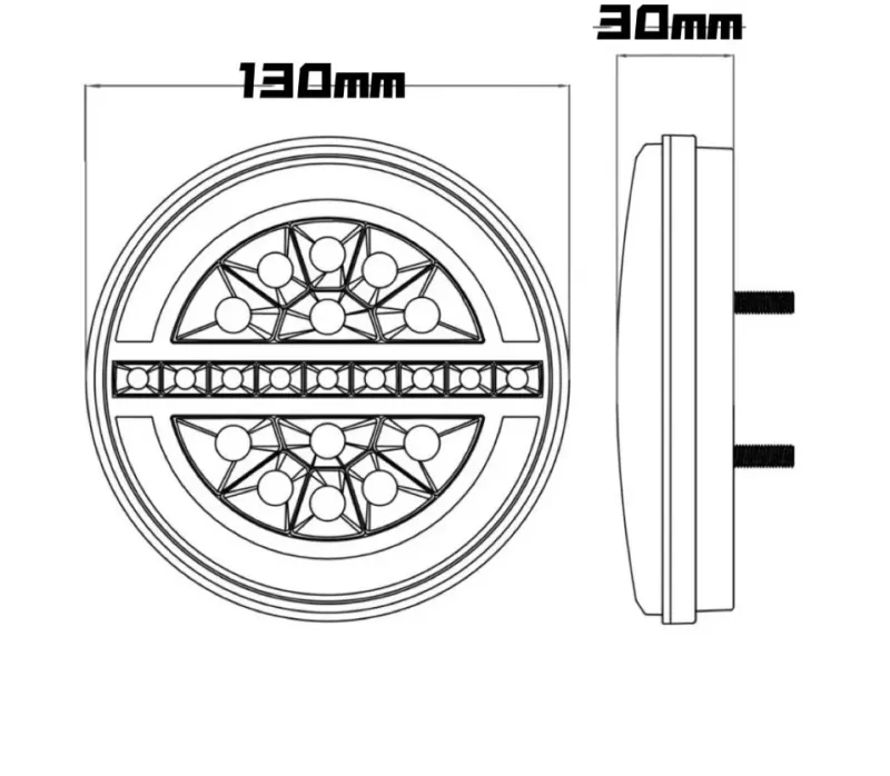 LED Лед Диоден Стоп Тип Хамбургер Неон Ефект с динамичен бягащ мигач Ø13cm 12V-24V За Камион, Ремарке, Бус , Каравана, Кемпер,Ван с 4 функции - 0