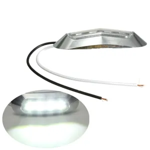 Бял LED Габарит, Маркер, 4 диода, Хромирана рамка - 12V