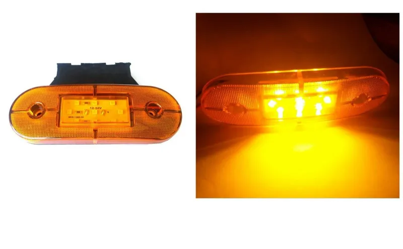 12V ЛЕД LED Оранжев Жълт Диоден Маркер Габарит Токос със 9 светодиода за камион ремарке бус ван каравана платформа - 0