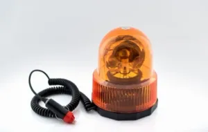 Въртяща сигнална аварийна оранжева лампа буркан 24V Маяк с магнитна база 25W