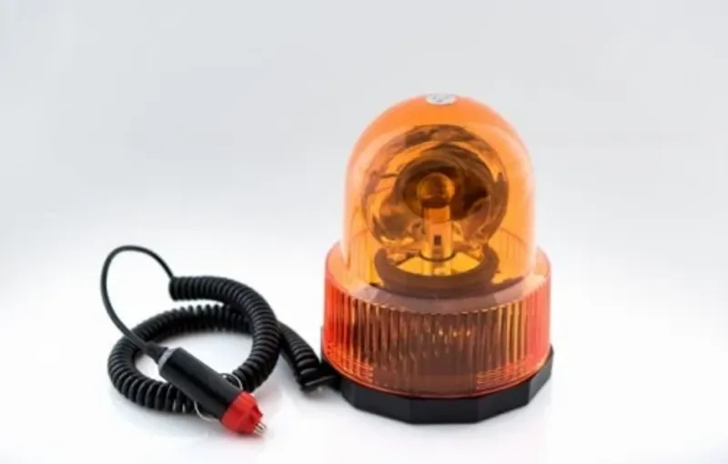 Въртяща сигнална аварийна оранжева лампа буркан 24V Маяк с магнитна база 25W - 0