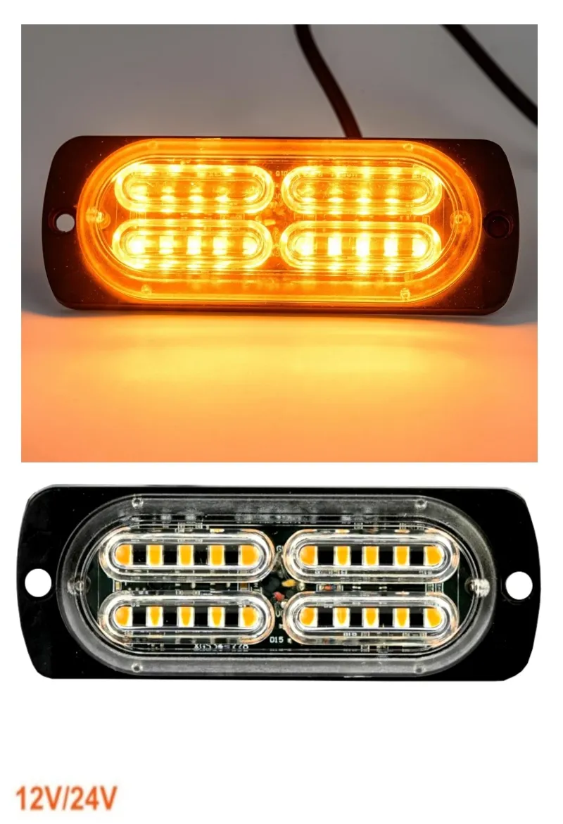 20 LED Аварийна Лампа За Пътна Помощ , Жълта Блиц Мигаща Светлина 12V 24V - 0