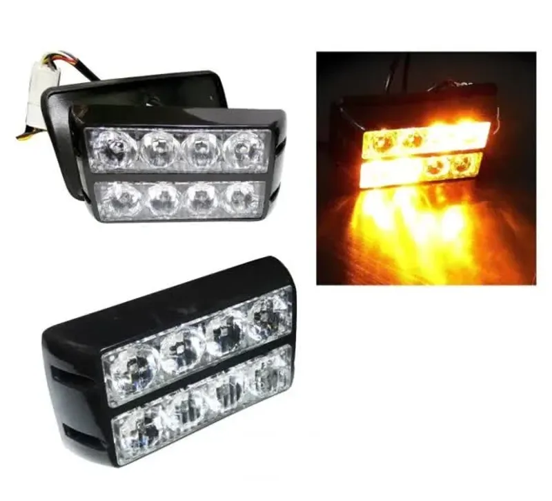 8 LED Аварийна Лампа За Пътна Помощ, Жълта Блиц Светлина, Мигаща! - 0
