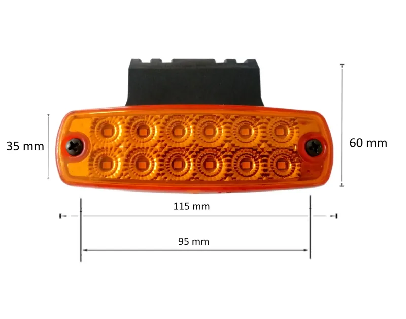 LED Маркер, Диоден Габарит, Токос, Оранжев, Със Стойка, Водоустойчив, 12V-24V За Камион, Бус, Ван, Ремарке, Каравана, Платформа - 0