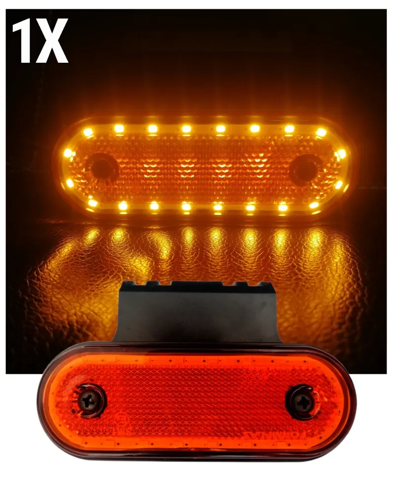 LED Диоден Габарит Маркер Токос Със Стойка Оранжев 20 Диода 12V - 24V За Камион Бус Ван Ремарке Каравана Платформа - 0